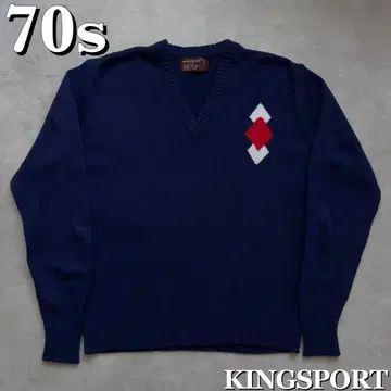70s KING SPORT 아가일 니트 빈티지 로카빌리