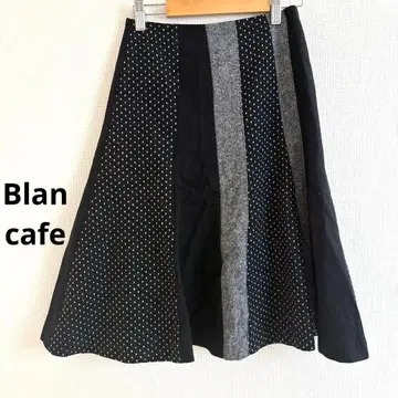 Blancafe 울 패치워크 플레어 스커트 M 여성용 블랙
