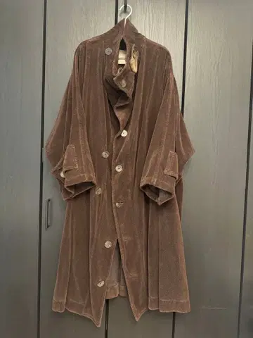 Y's 아카이브 브라운 코듀로이 롱 코트