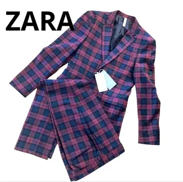새상품 ZARA 셋업 수트 체크 자켓 수트 보르도