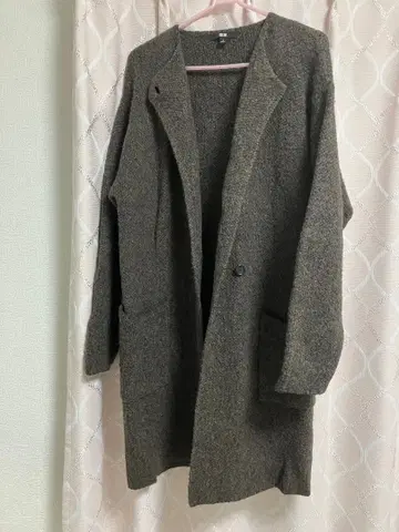 UNIQLO 트위드 니트 코트 브라운 S 사이즈