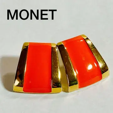 MONET 모네 빈티지풍 귀걸이 골드 x 오렌지 레트로 디자인