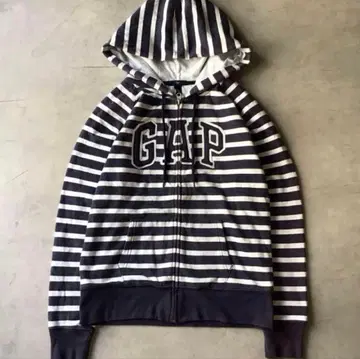 GAP 스트라이프 풀 집업 후드티 M 사이즈 크롭 기장 레어