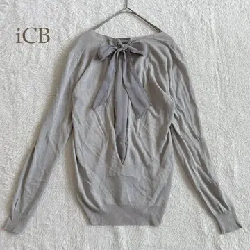 아이시비 V넥 니트 백리본 실크 혼방 고급 S