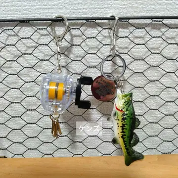 낚시 키링 체인 릴 & 블랙 배스 세트