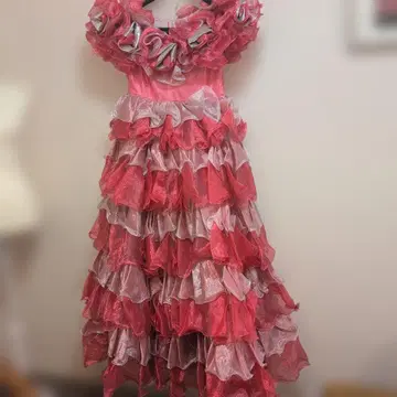 [ 중고 ] 프릴 디자인 핑크 컬러 드레스