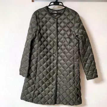새상품급 유니클로 울트라 라이트 다운 컴팩트 코트 XL 퀼팅 올리브 롱