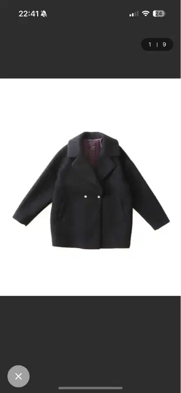 블랙 더블 브레스트 피 코트