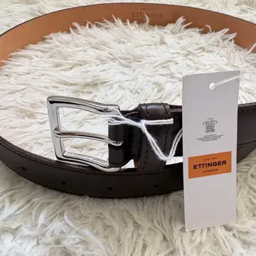미사용 택 포함 에팅거 90 천연 가죽 벨트 다크 브라운 남성용