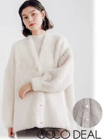 COCODEAL W 페이스 롱 페더 가디건