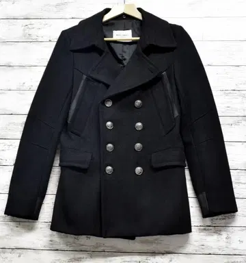 중고품 트렌치코트 남성용 울 계열 블랙 M 사이즈 슬림