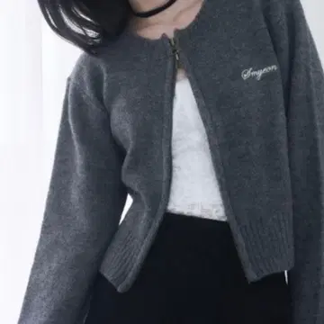 smyeon 더블 지퍼 니트 그레이