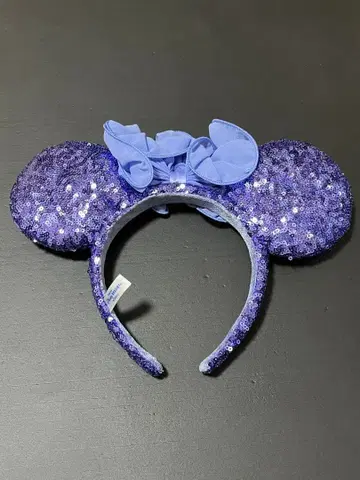 보라색 스팽글 미키 모양 머리띠