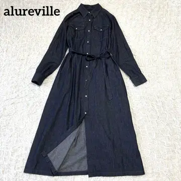 alureville 알아바일 데님 쉐이프 셔츠 원피스 벨트 끈 포함