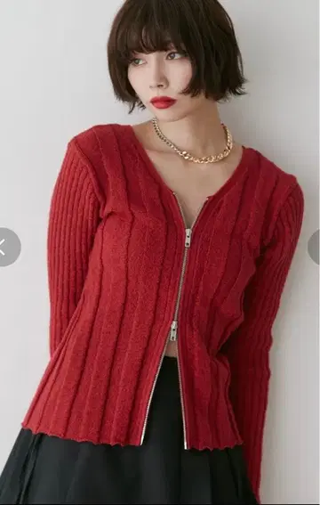 jouetie V넥 더블 ZIP 가디건