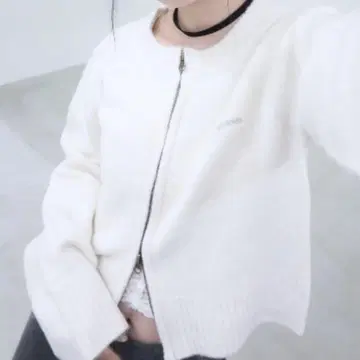 smyeon 더블 지퍼 니트 화이트