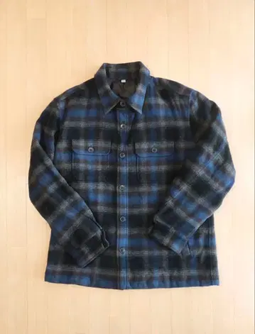 올드 유니클로 퀼팅 자켓 체크 무늬 XL 충전솜 울 혼방 구제 의류