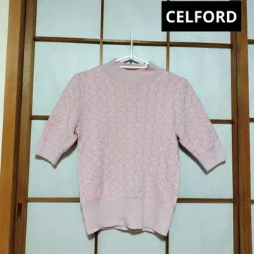 CELFORD 핑크 반팔 니트 스웨터