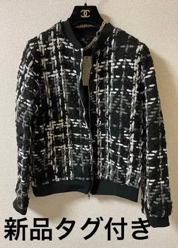 노카라 자켓 2XL 블랙 계열 체크 무늬 블루종 택 포함 새상품