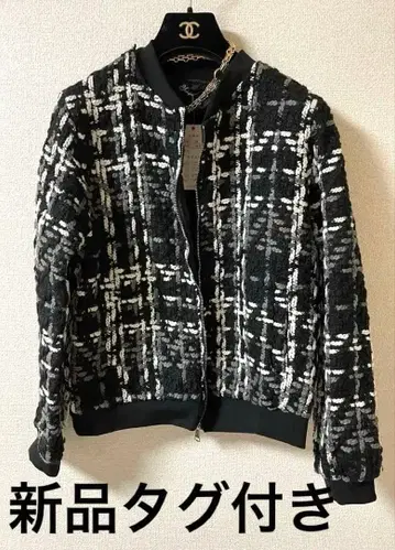 노카라 자켓 2XL 블랙 계열 체크 무늬 블루종 택 포함 새상품