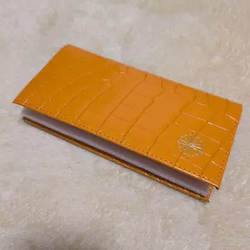 황궁 한정 오렌지 크로커다일풍 소가죽 장지갑