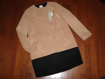 새상품 OPAQUE.CLIP 바이컬러 코트 베이지 x 블랙 L