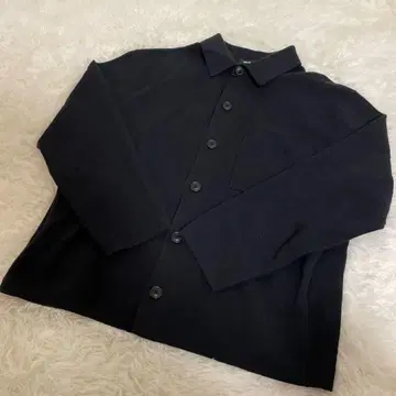 유니클로 밀라노 리브 셔츠 가디건 블랙 M