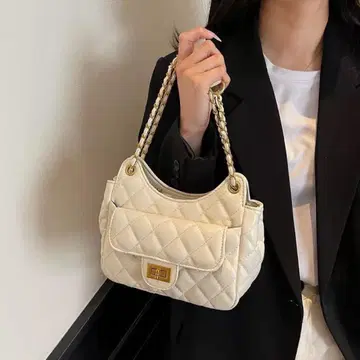 퀼팅 핸드백 아이보리 핑크