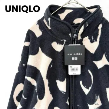 [택 포함 새상품] 유니클로 x 마리메꼬 플리스 풀집업 자켓 블랙 3XL