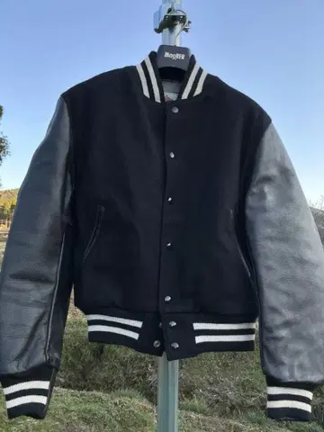 골든 베어 울 가죽 바시티 자켓