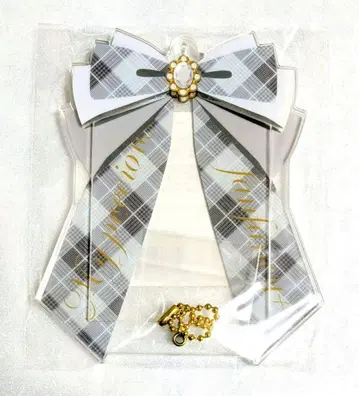 후쿠야 포토카드 아크릴 프레임 리본 트레디셔널 체크 라이트 그레이