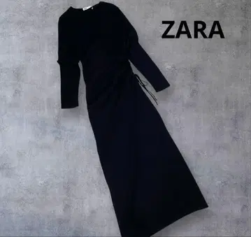 새상품급! ZARA 사이드 개더 핏 리브 원피스 BLACK