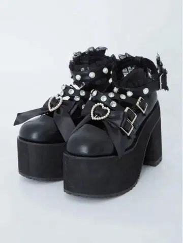 Ank Rouge 하트 리본 통굽 신발