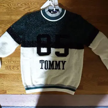 Tommy 라메 믹스 긴팔 니트 85 사이즈
