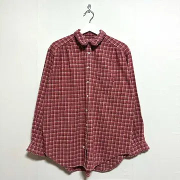 [ PINK HOUSE ] 핑크하우스 (L) 체크 무늬 셔츠 프릴 빨간색