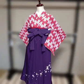 기모노 하카마 세트 야가스리 빨간색 졸업식 미사용품