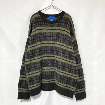 90s TOWN CRAFT 디자인 니트 스웨터 빈티지 구제 의류 XL