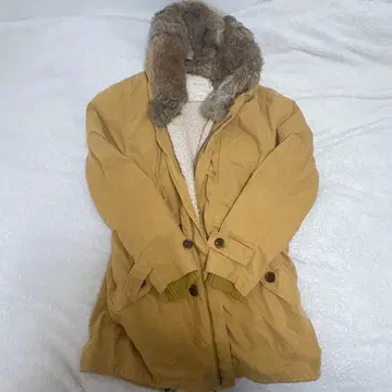 퍼가 달린 베이지 모즈 코트