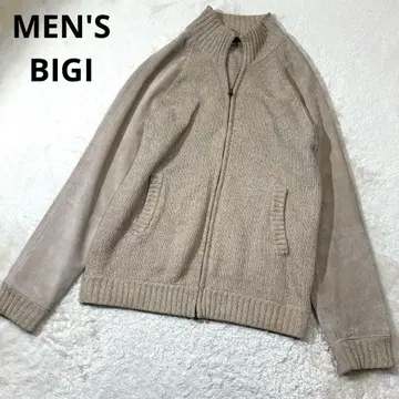 Radmess MEN'S BIGI 니트 가죽 절개 블루종 자켓