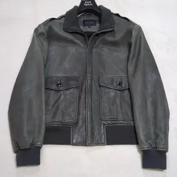 레어 XL A-2 바나나리퍼블릭 램 가죽 플라이트 자켓 카키