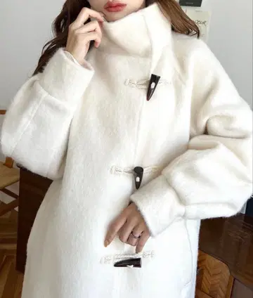 w closet 화이트 더플 코트 롱 기장