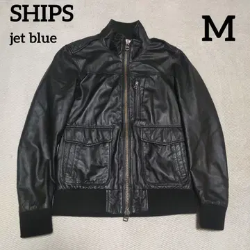 컨디션 최상 쉽스 제트 블루 싱글 가죽 자켓 고급 램 가죽 M