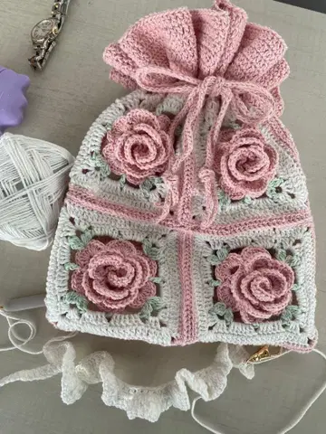 장미 모티브 복조리 ( 핑크 화이트 )