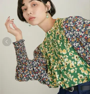 ear PAPILLONNER 핀턱 볼륨 소매 블라우스