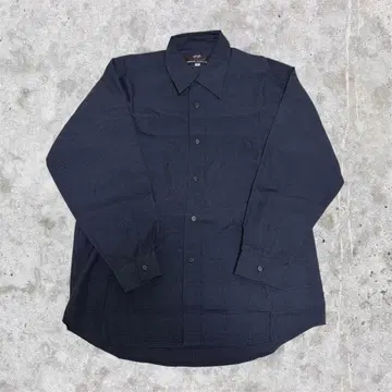 80s 90s 빈티지 영국계 원단 체크 긴팔 셔츠 네이비 M 사이즈