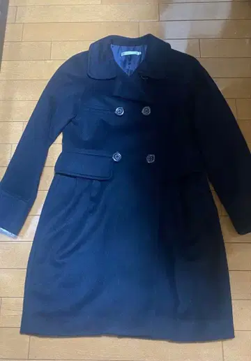 네이비 P코트 여성용 아우터 더블 버튼