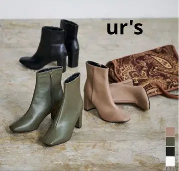 새상품급 ur's 스퀘어토 청키힐 숏부츠 블랙 S