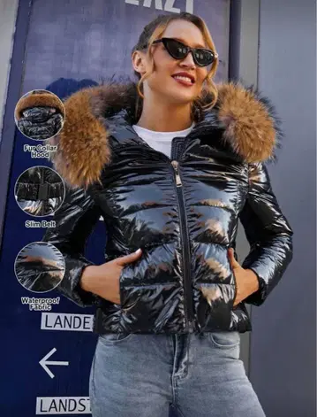 다운 자켓 블랙 벨트 포함