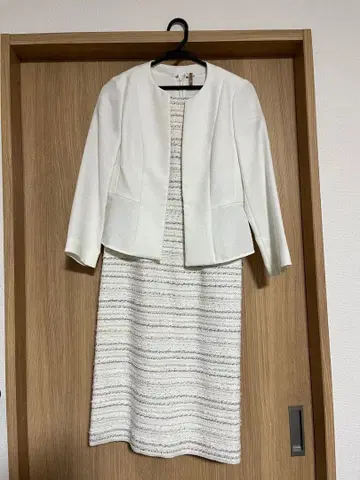 ANAYI 화이트 트위드 원피스 수트 자켓 세트