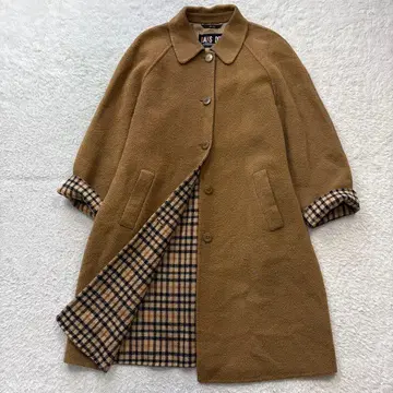 DAKS 닥스 울 롱 코트 안감 하우스 체크 베이지 일본제